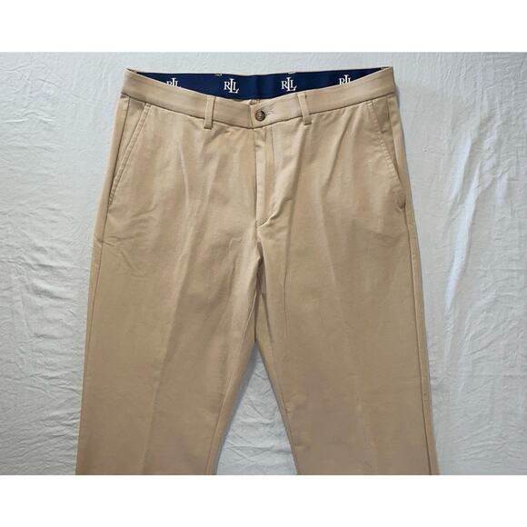 Ralph Lauren Flex Waist Flat Front Washable Tech Dress Pants. Beige, Men's 33X30 - Picture 5 of 9